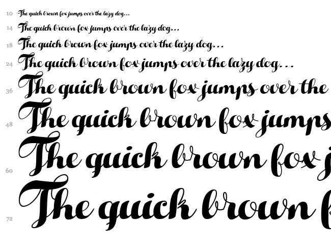 Hello Script font waterfall